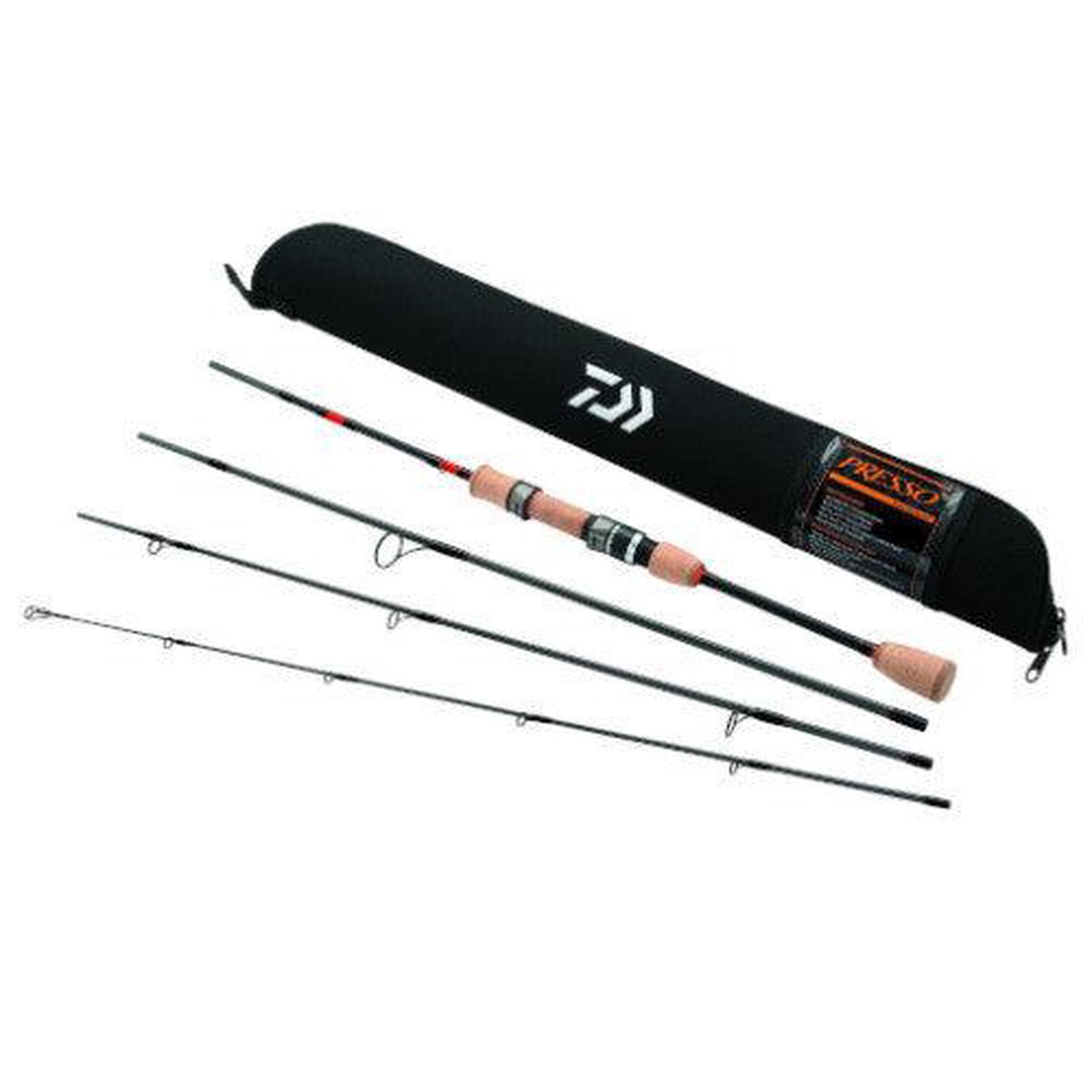 Daiwa Presso Travel Spinning Rod | 4-Piece | Ultralight | 24″ Collapsed | 5’6″7′ | Trout & Finesse