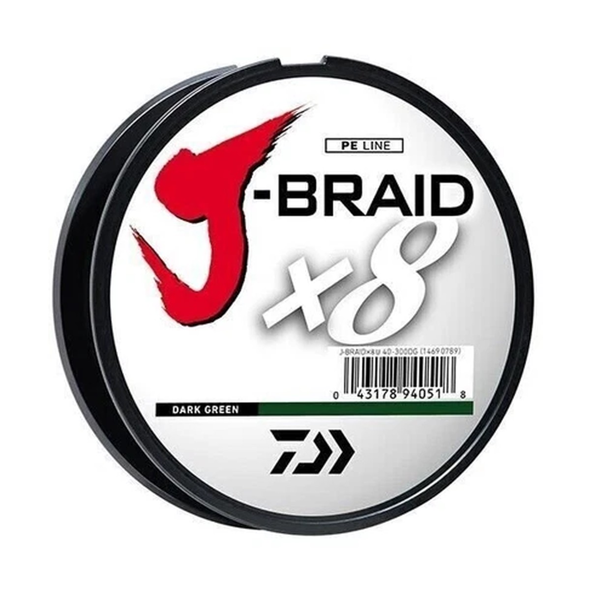 Daiwa J-Braid x8 Braided Fishing Line 65lb 300M Dark Green JB8U65-300DG