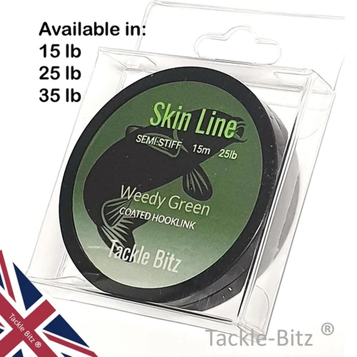 Skin Line Coated Hooklink Braid Weedy Green Semi-Stiff Carp Fishing End Tackle