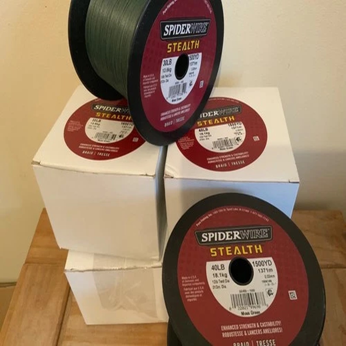 Spiderwire Stealth 30 & 40 LB Fishing Line Bulk 1500 Yard Moss Green – Brand New