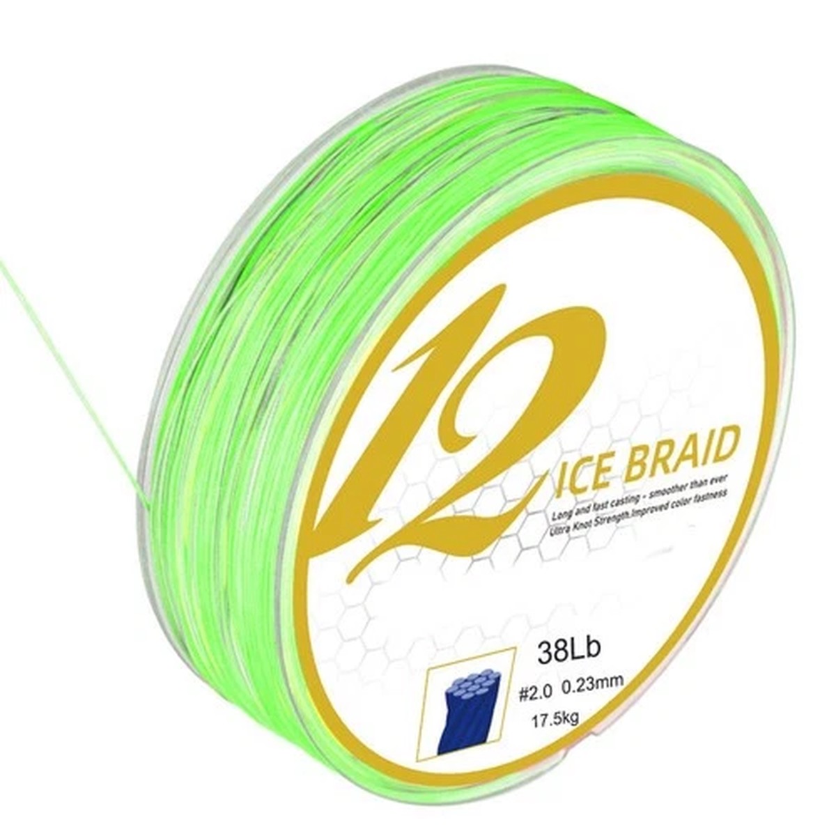 Fishing Line Multifilament PE 12 Braid Strands Green 100M Length 1538LB Test