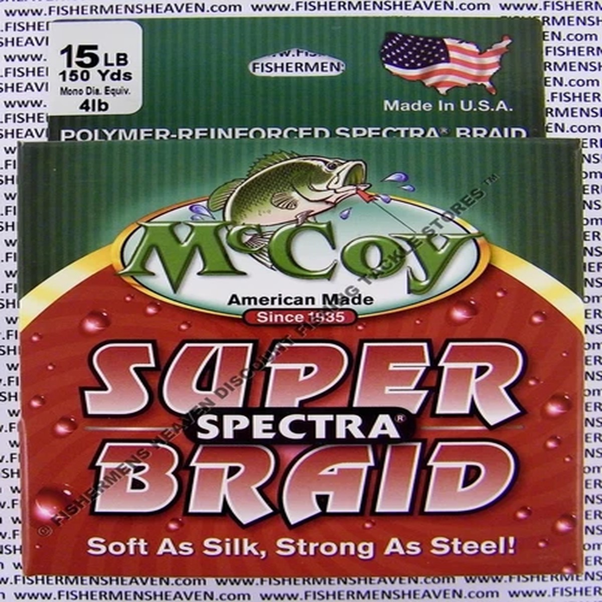 McCoy Fishing Line Braid Mean Green Spectra 150yd Spool 15LB Test 4LB Diameter