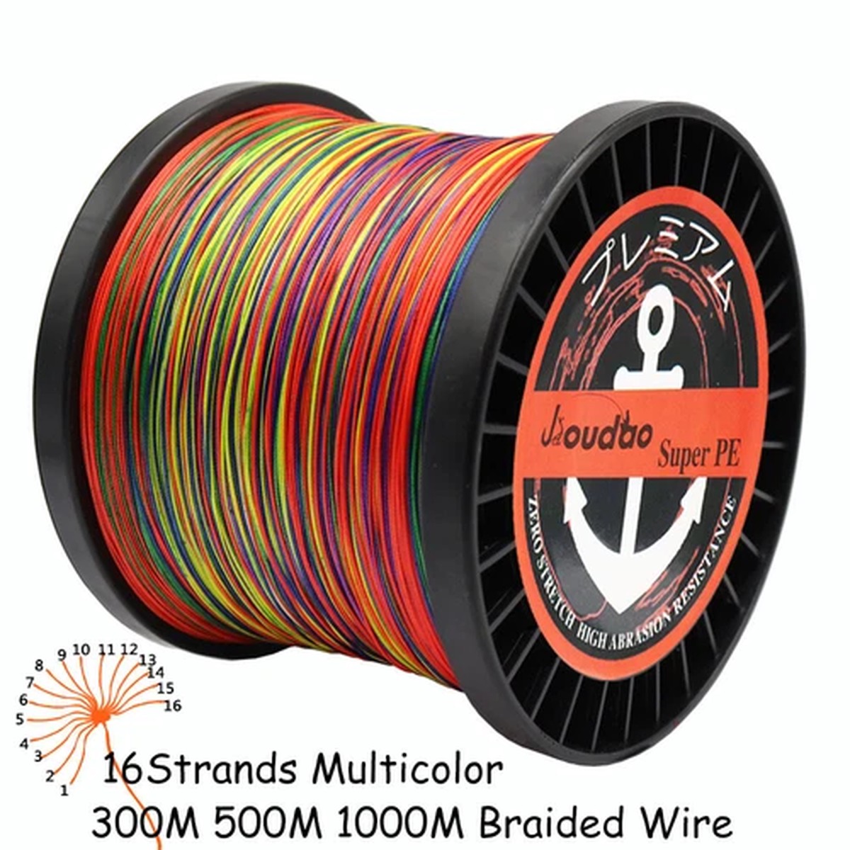 16 Strands Braided Fishing Line 300/500/1000m Japan Multifilament PE Braid Line